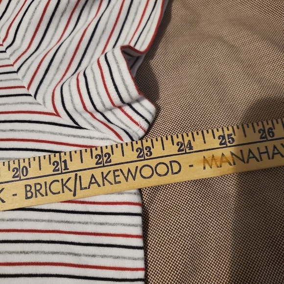 Tommy Hilfiger Women's Shirt v neck Short Sleeve White Gray Navy Red Stripe 0x - Picture 5 of 8